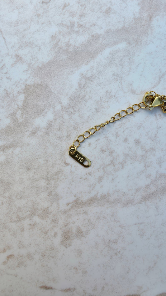 18 K Gold Plated Stainless Steel Necklace, Chunky Heart Pendant Encrusted Zirconia Stone