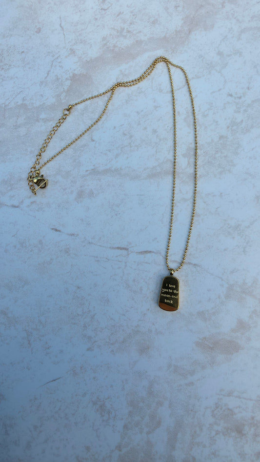 316L Gold Plated Stainless Steel Necklace With Engraved Love Message