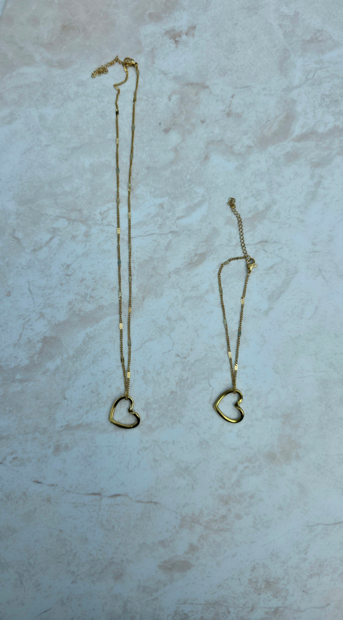 Stainless Steel Jewellery Set Gold Plated Twisted Heart Charm