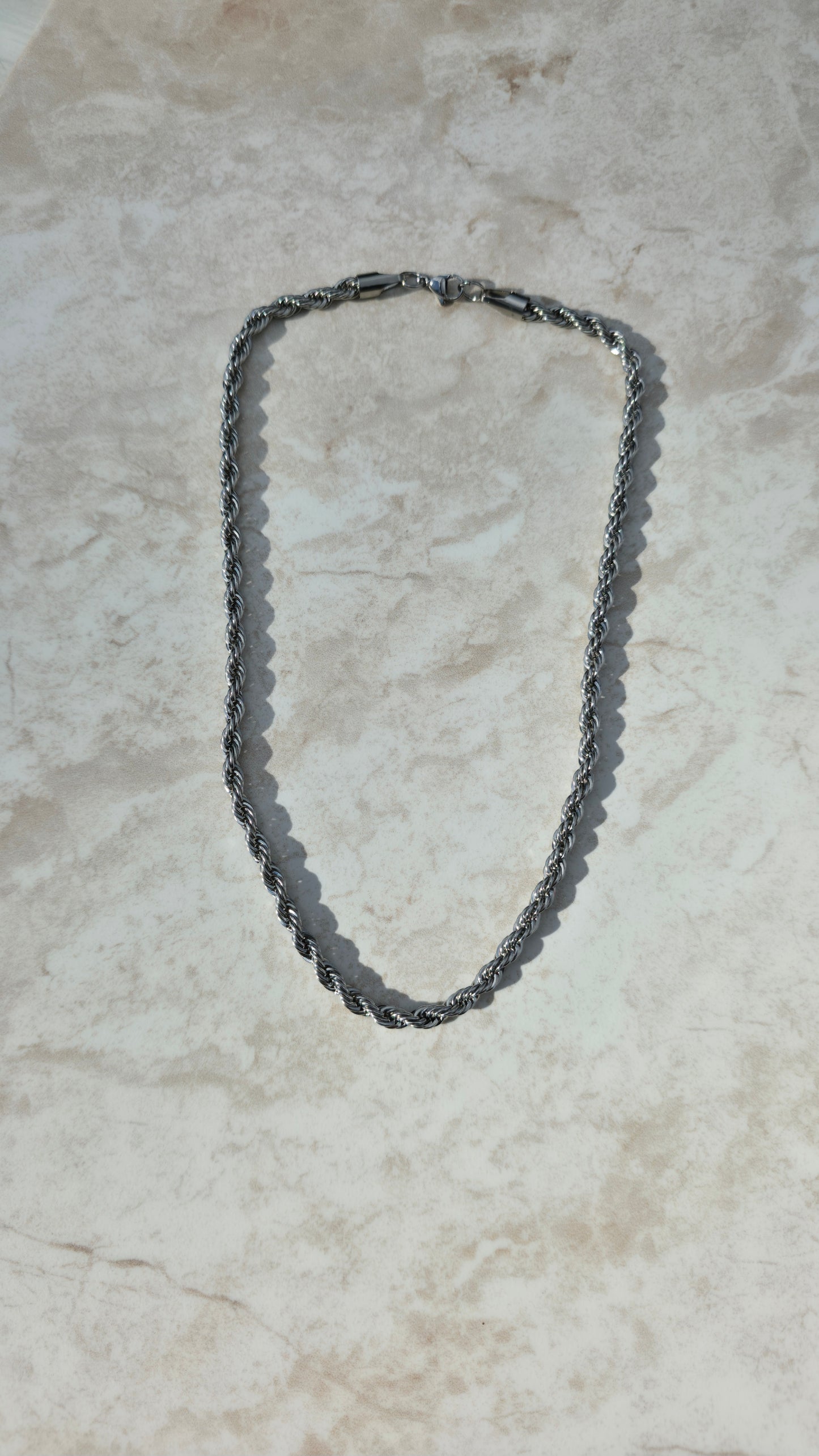 Silver Colour Stainless Steel Chunky Rope Chain Necklace Thick 5MM