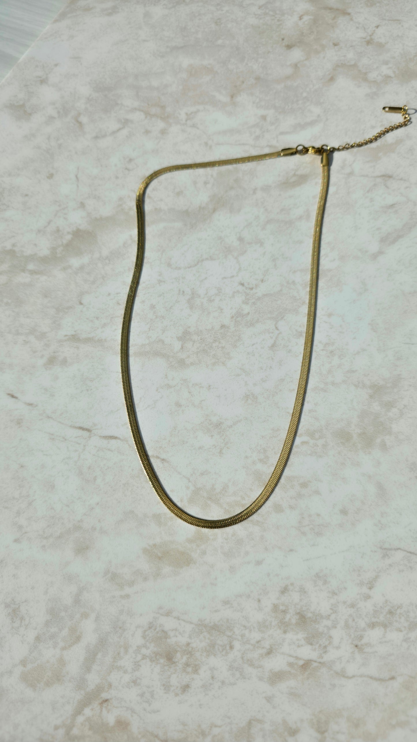 Gold Plated Stainless Steel Necklace Snake Chain Herringbone Flat Chain