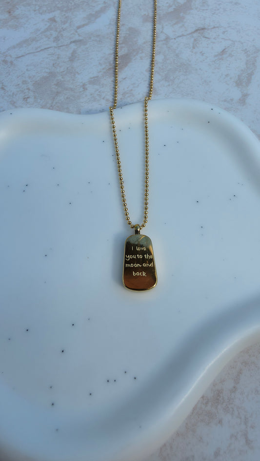 316L Gold Plated Stainless Steel Necklace With Engraved Love Message