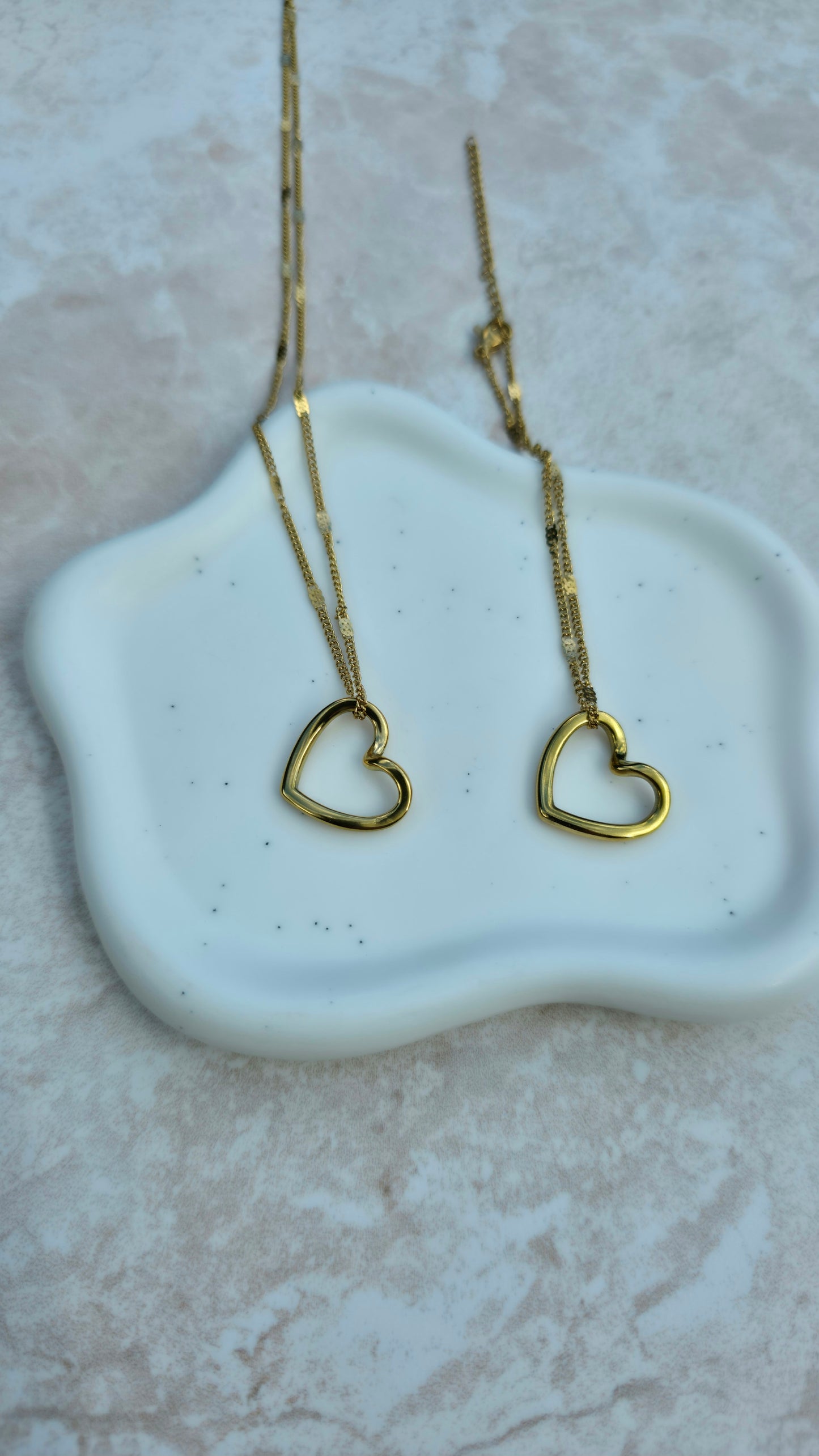 Stainless Steel Jewellery Set Gold Plated Twisted Heart Charm