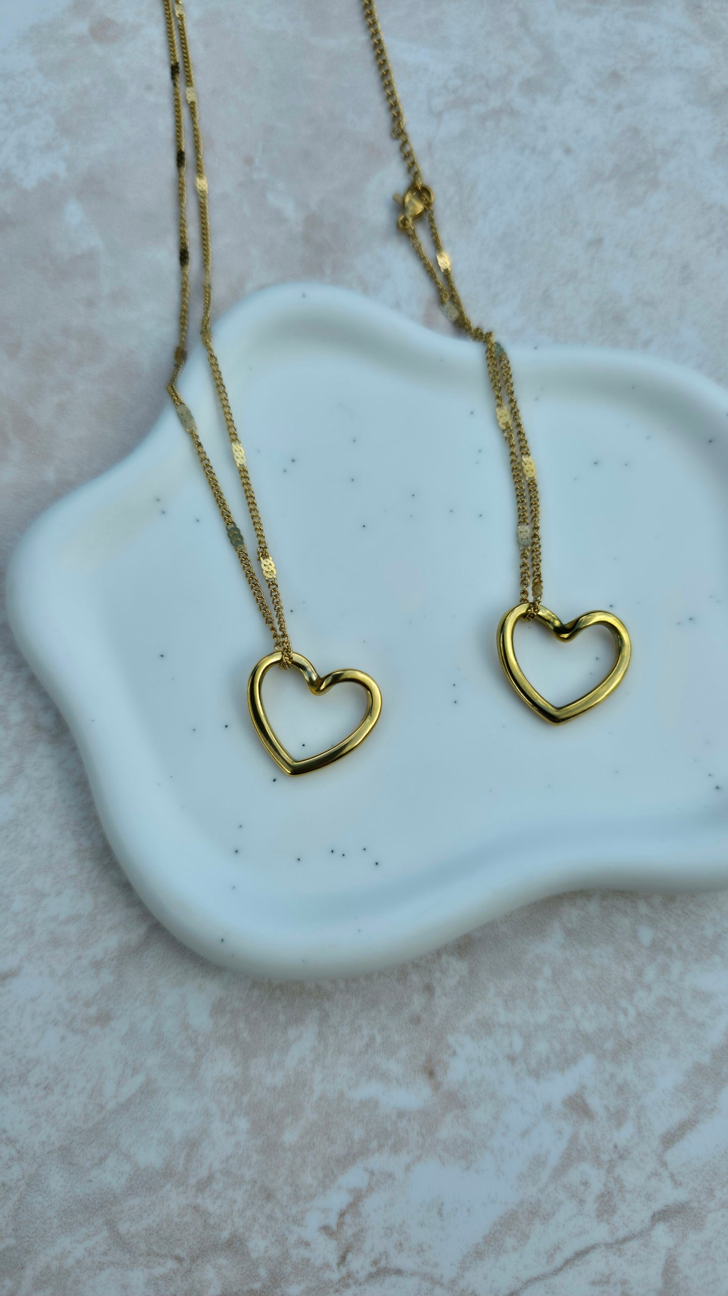 Stainless Steel Jewellery Set Gold Plated Twisted Heart Charm