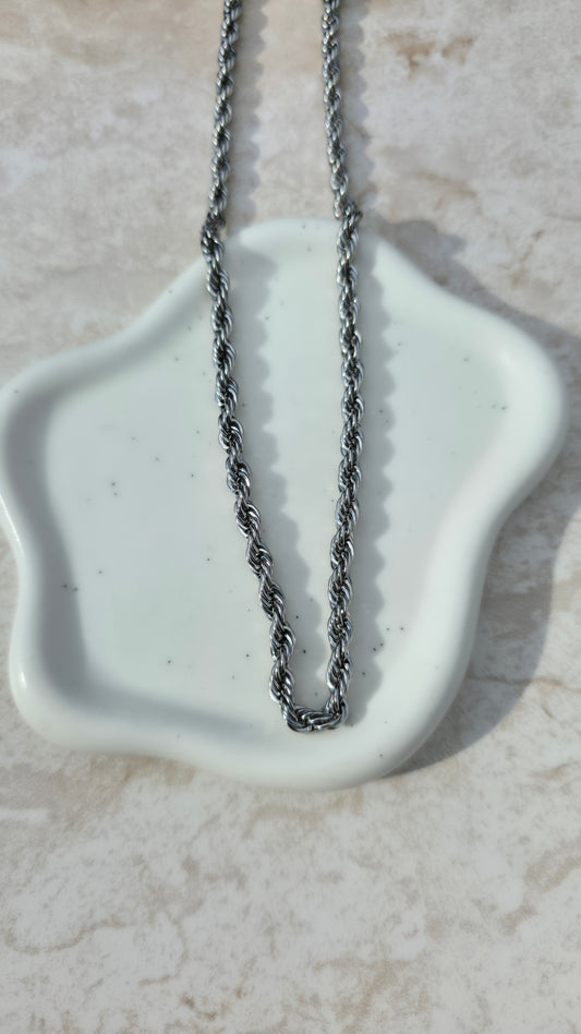 Silver Colour Stainless Steel Chunky Rope Chain Necklace Thick 5MM