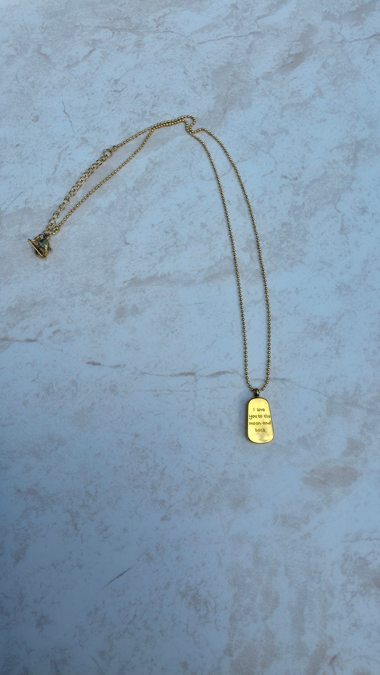316L Gold Plated Stainless Steel Necklace With Engraved Love Message