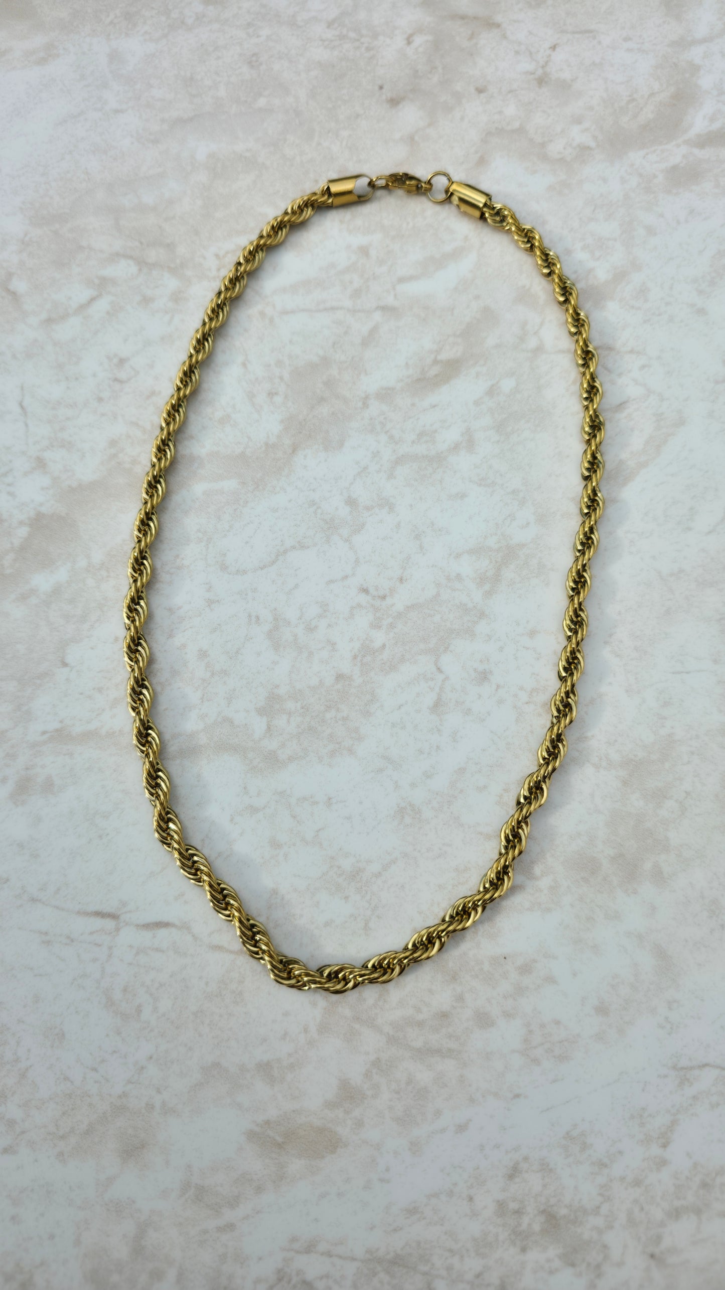 Gold Plated Stainless Steel Necklace Chunky Twisted Rope Chain  Thick 6MM